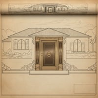 Ornate Bronze Door With Geometric Details and Circular Knocker