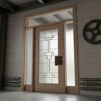 Art Deco Textured Glass Door With Sidelights and Transom Window